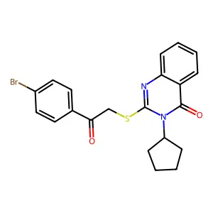 2-{[2-(4-bromophenyl)-2-oxoethyl]sulfanyl}-3-cyclopentylquinazolin-4(3H)-one structure