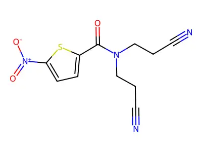 N,N-bis(2-cyanoethyl)-5-nitrothiophene-2-carboxamide structure