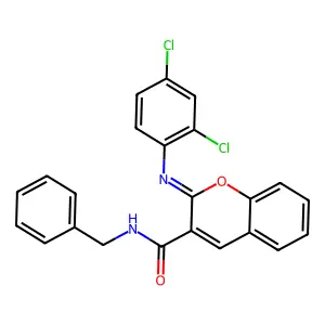(2Z)-N-benzyl-2-[(2,4-dichlorophenyl)imino]-2H-chromene-3-carboxamide structure