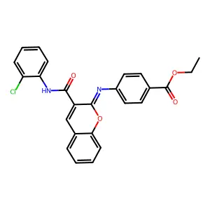Ethyl 4-[[3-[(2-chlorophenyl)carbamoyl]chromen-2-ylidene]amino]benzoate structure