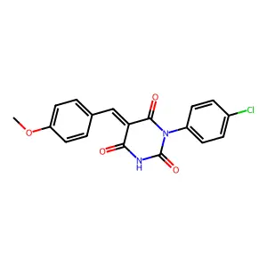 (5E)-1-(4-chlorophenyl)-5-[(4-methoxyphenyl)methylidene]-1,3-diazinane-2,4,6-trione structure