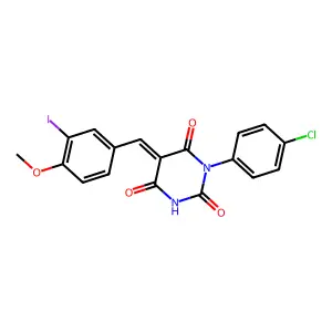 (5E)-1-(4-chlorophenyl)-5-[(3-iodo-4-methoxyphenyl)methylidene]-1,3-diazinane-2,4,6-trione structure