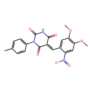 (5E)-5-[(4,5-dimethoxy-2-nitrophenyl)methylidene]-1-(4-methylphenyl)-1,3-diazinane-2,4,6-trione structure