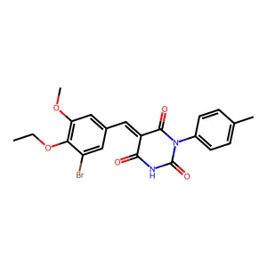 (5E)-5-[(3-bromo-4-ethoxy-5-methoxyphenyl)methylidene]-1-(4-methylphenyl)-1,3-diazinane-2,4,6-trione structure