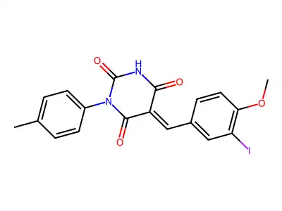 (5E)-5-[(3-iodo-4-methoxyphenyl)methylidene]-1-(4-methylphenyl)-1,3-diazinane-2,4,6-trione structure