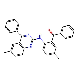 [5-Methyl-2-[(6-methyl-4-phenylquinazolin-2-yl)amino]phenyl]-phenylmethanone structure