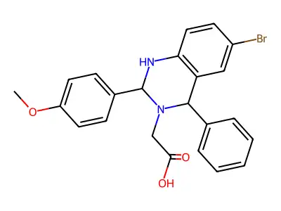 [6-bromo-2-(4-methoxyphenyl)-4-phenyl-1,4-dihydroquinazolin-3(2H)-yl]acetic acid structure