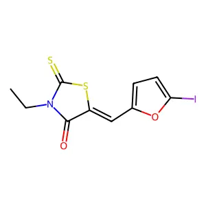 3-Ethyl-5-[(5-iodofuran-2-yl)methylidene]-2-sulfanylidene-1,3-thiazolidin-4-one structure