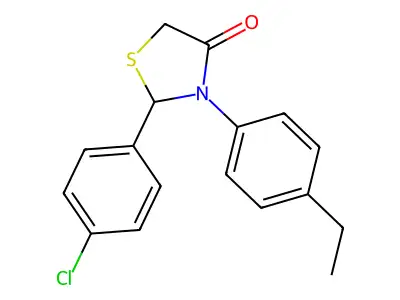 2-(4-Chlorophenyl)-3-(4-ethylphenyl)-1,3-thiazolidin-4-one structure