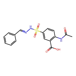 Benzoic acid, 2-(acetylamino)-5-[[(phenylmethylene)hydrazino]sulfonyl]- structure