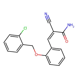 (E)-3-[2-[(2-chlorophenyl)methoxy]phenyl]-2-cyanoprop-2-enamide structure