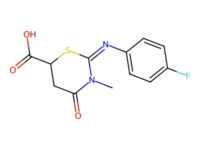2-(4-Fluoro-phenylimino)-3-methyl-4-oxo-[1,3]thiazinane-6-carboxylic acid structure