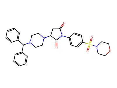 3-(4-benzhydrylpiperazin-1-yl)-1-(4-morpholin-4-ylsulfonylphenyl)pyrrolidine-2,5-dione structure