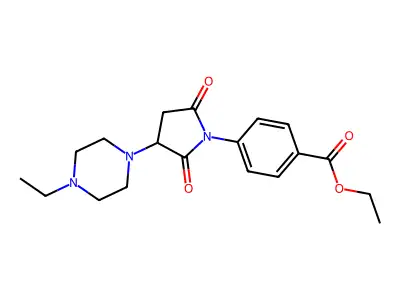 Ethyl 4-[3-(4-ethylpiperazin-1-yl)-2,5-dioxopyrrolidin-1-yl]benzoate structure