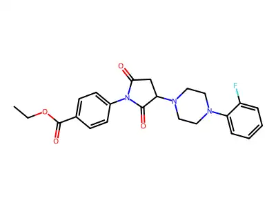Ethyl 4-[3-[4-(2-fluorophenyl)piperazin-1-yl]-2,5-dioxopyrrolidin-1-yl]benzoate structure