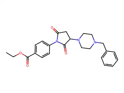 Ethyl 4-[3-(4-benzylpiperazin-1-yl)-2,5-dioxopyrrolidin-1-yl]benzoate structure