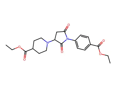 Ethyl 4-{3-[4-(ethoxycarbonyl)piperidyl]-2,5-dioxoazolidinyl}benzoate structure