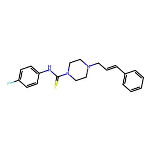 4-cinnamyl-N-(4-fluorophenyl)-1-piperazinecarbothioamide structure