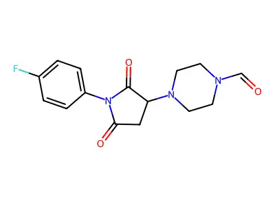 4-[1-(4-Fluorophenyl)-2,5-dioxo-3-pyrrolidinyl]-1-piperazinecarbaldehyde structure