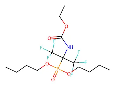 dibutyl [1-[(ethoxycarbonyl)amino]-2,2,2-trifluoro-1-(trifluoromethyl)ethyl]phosphonate structure