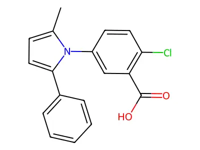 2-chloro-5-(2-methyl-5-phenyl-1H-pyrrol-1-yl)benzoic acid structure