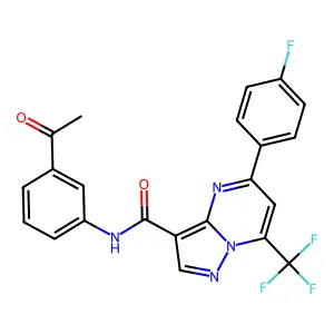 N-(3-acetylphenyl)-5-(4-fluorophenyl)-7-(trifluoromethyl)pyrazolo[1,5-a]pyrimidine-3-carboxamide structure