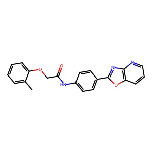 2-(2-methylphenoxy)-N-[4-([1,3]oxazolo[4,5-b]pyridin-2-yl)phenyl]acetamide structure