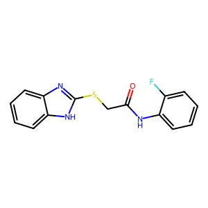 2-(1H-benzimidazol-2-ylsulfanyl)-N-(2-fluorophenyl)acetamide structure