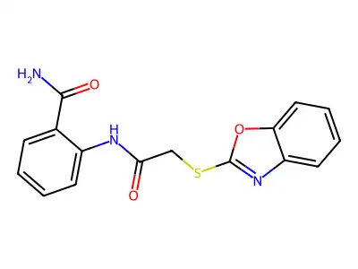 2-[[2-(1,3-Benzoxazol-2-ylsulfanyl)acetyl]amino]benzamide structure