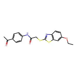 N-(4-acetylphenyl)-2-[(6-ethoxy-1,3-benzothiazol-2-yl)sulfanyl]acetamide structure
