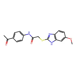 N-(4-acetylphenyl)-2-[(6-methoxy-1H-benzimidazol-2-yl)sulfanyl]acetamide structure