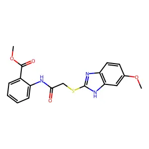 methyl 2-(2-((5-methoxy-1H-benzo(d)imidazol-2-yl)thio)acetamido)benzoate structure