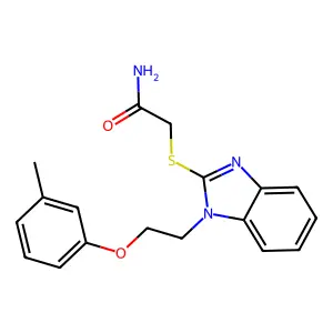 2-[1-[2-(3-Methylphenoxy)ethyl]benzimidazol-2-yl]sulfanylacetamide structure