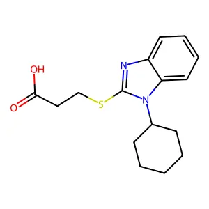 3-(1-Cyclohexyl-1H-benzoimidazol-2-ylsulfanyl)-propionic acid structure