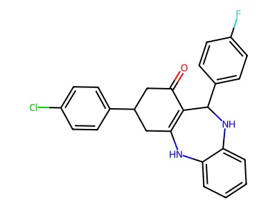 3-(4-chlorophenyl)-11-(4-fluorophenyl)-2,3,4,5,10,11-hexahydro-1H-dibenzo[b,e][1,4]diazepin-1-one structure