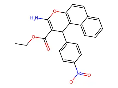 ethyl 3-amino-1-(4-nitrophenyl)-1H-benzo[f]chromene-2-carboxylate structure