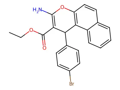 ethyl 3-amino-1-(4-bromophenyl)-1H-benzo[f]chromene-2-carboxylate structure