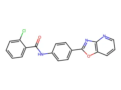 2-chloro-N-[4-([1,3]oxazolo[4,5-b]pyridin-2-yl)phenyl]benzamide structure