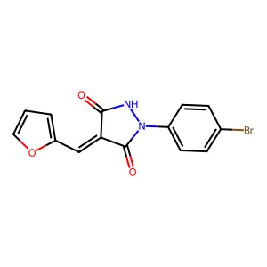 (4Z)-1-(4-bromophenyl)-4-(furan-2-ylmethylidene)pyrazolidine-3,5-dione structure