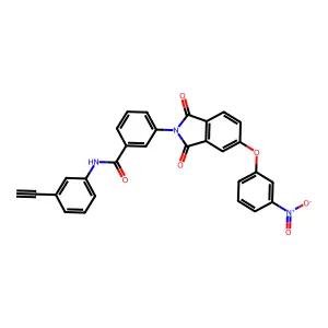 N-(3-ethynylphenyl)-3-[5-(3-nitrophenoxy)-1,3-dioxoisoindol-2-yl]benzamide structure