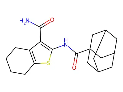 2-(Adamantane-1-carbonylamino)-4,5,6,7-tetrahydro-1-benzothiophene-3-carboxamide structure