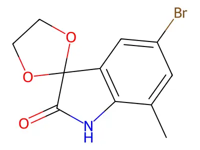 5'-bromo-7'-methylspiro[1,3-dioxolane-2,3'-indol]-2'(1'H)-one structure