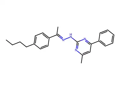 N-[(E)-1-(4-butylphenyl)ethylideneamino]-4-methyl-6-phenylpyrimidin-2-amine structure