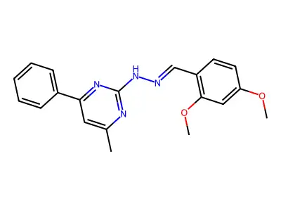 N-[(E)-(2,4-dimethoxyphenyl)methylideneamino]-4-methyl-6-phenylpyrimidin-2-amine structure