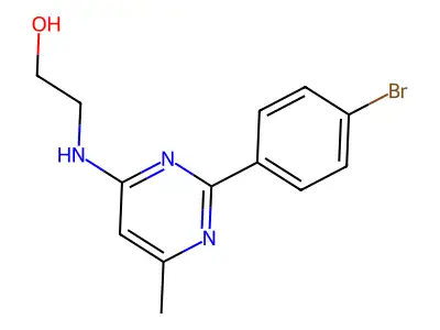 2-(2-(4-bromophenyl)-6-methylpyrimidin-4-ylamino)ethanol structure