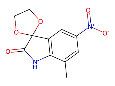 7'-methyl-5'-nitrospiro[1,3-dioxolane-2,3'-indol]-2'(1'H)-one structure