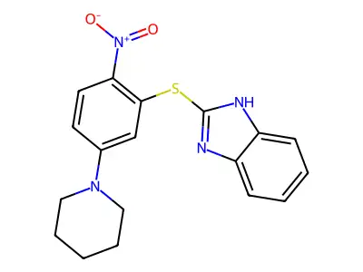 2-(2-nitro-5-piperidin-1-ylphenyl)sulfanyl-1H-benzimidazole structure