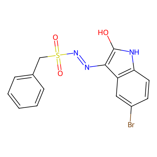 N''-(5-bromo-2-oxo-3-indolyl)-1-phenylmethanesulfonohydrazide structure
