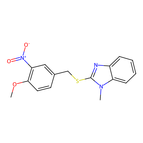 2-[(4-methoxy-3-nitrobenzyl)sulfanyl]-1-methyl-1H-benzimidazole structure