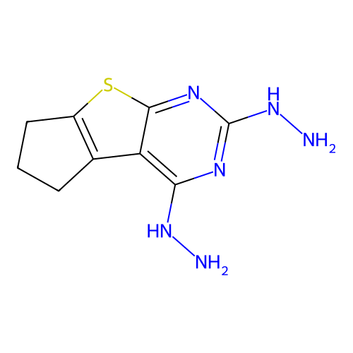 2,4-dihydrazinyl-6,7-dihydro-5H-cyclopenta[4,5]thieno[2,3-d]pyrimidine structure